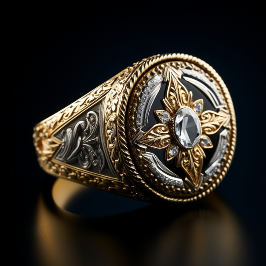 King David's Seal | 18k Two-Tone Gold Diamond Signet Ring