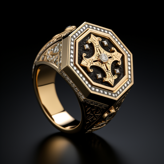 The Victor's Cross | 18k White Gold Diamond Signet Ring